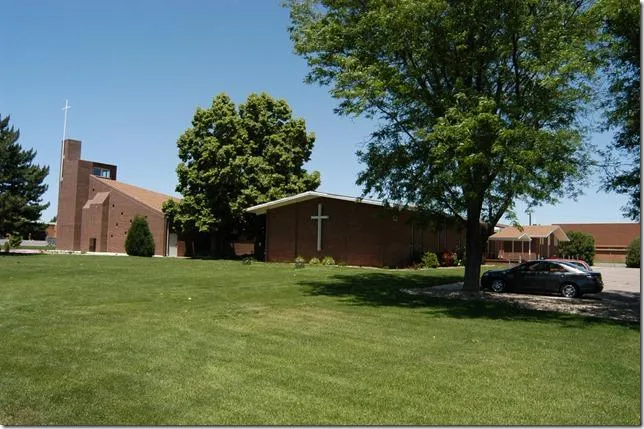 The King of Kings Lutheran Church building at Pueblo Boulevard and Vinewood Lane.